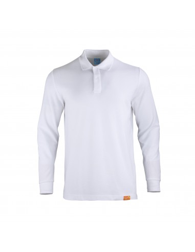 Polera Pique Hombre M/Larga Blanca